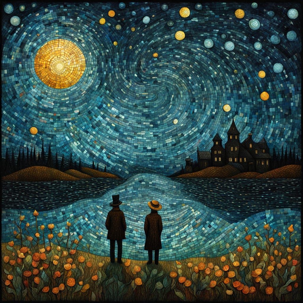 Dreamy Mosaic of a Starry Night