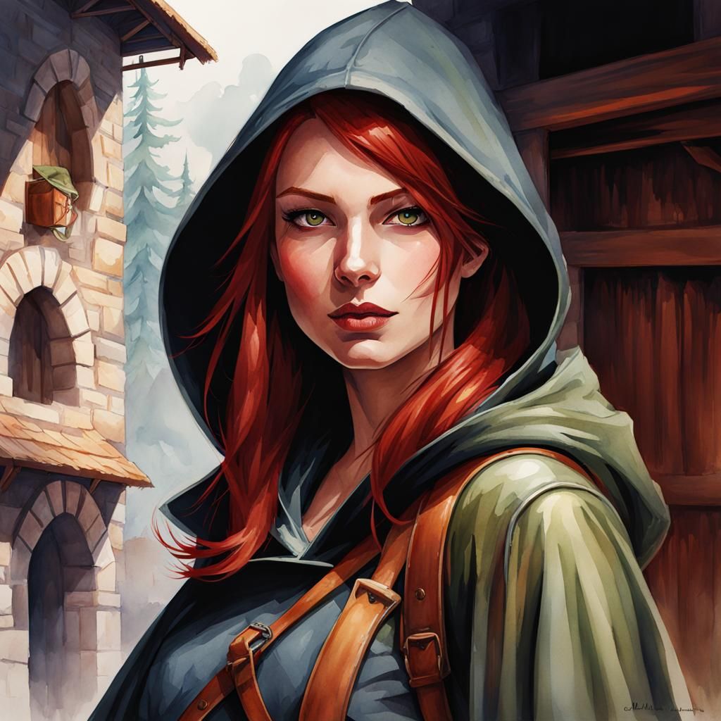 Sheila the Thief: D&D Character in Watercolor