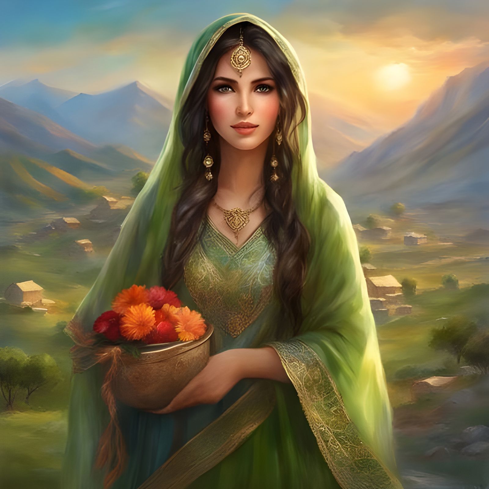 Beautiful Afghan Woman in Traditional Dress