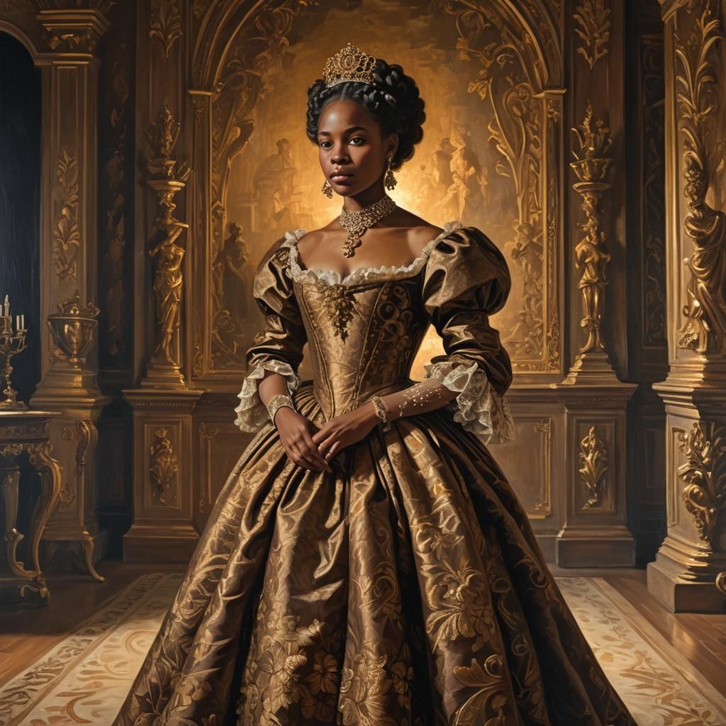 Opulent Rococo Portrait of an African American Princess