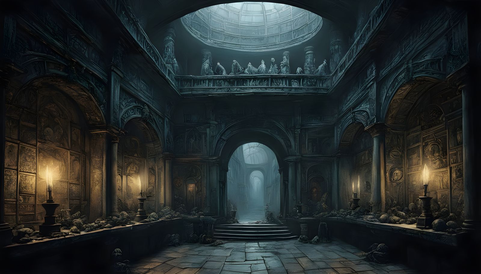 Surreal Wizard's Sanctum in Japanese Horror Style