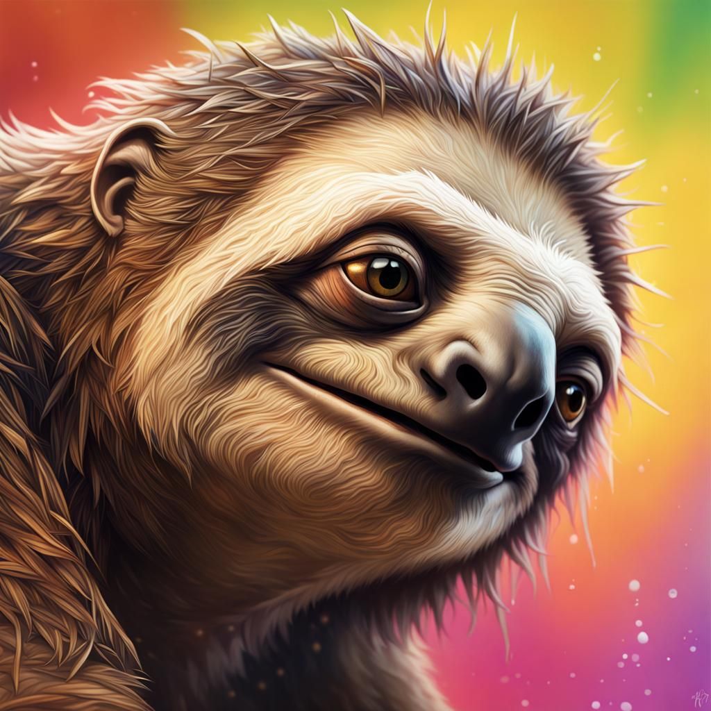 Hyperrealistic Sid the Sloth Splash Art Portrait