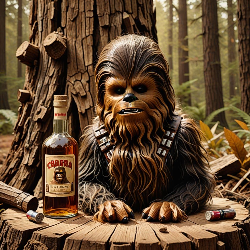 Chewbacca Cognac: A Retro Star Wars Illustration