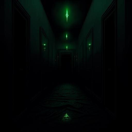 Surreal Horror Entity in Infinite Hallway