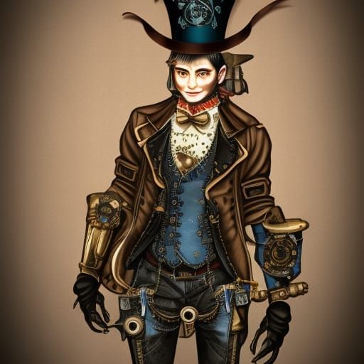 Steampunk Cafe with Humanoid Monster