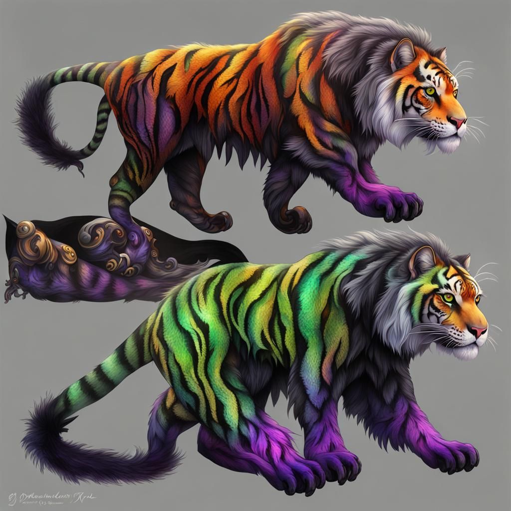 Siberian Sabertooth Tiger Shapeshifter in Translucent Liquid