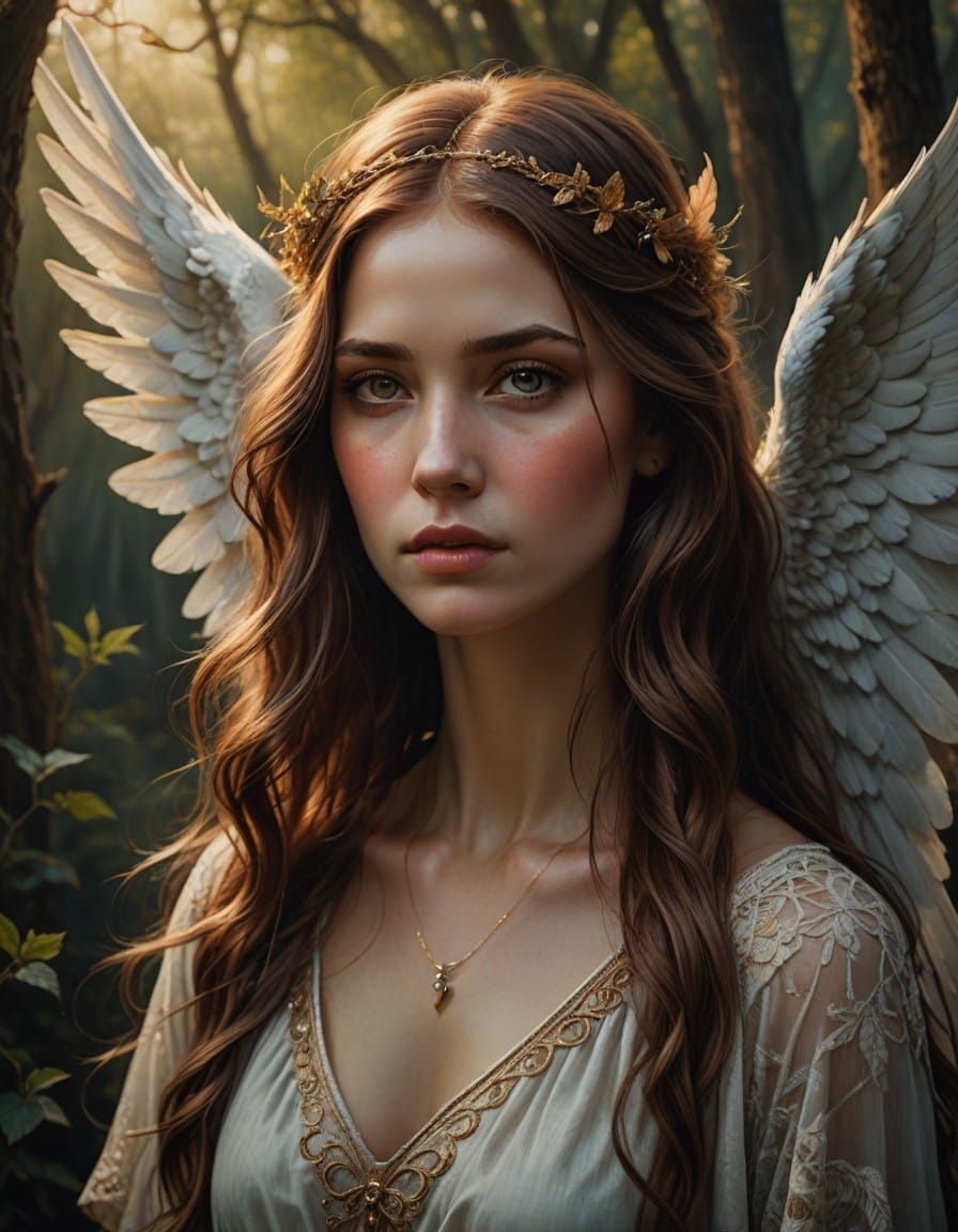 Angel Portrait in Oils, Winged Spirit of Jessica