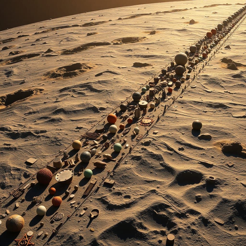 Surreal Objects on the Moon in Dreamlike State