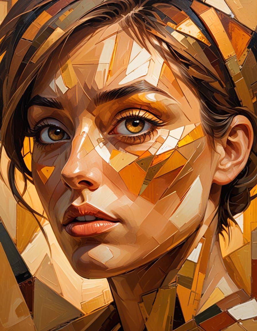 Cubist Art Style Person Foreseeing Future