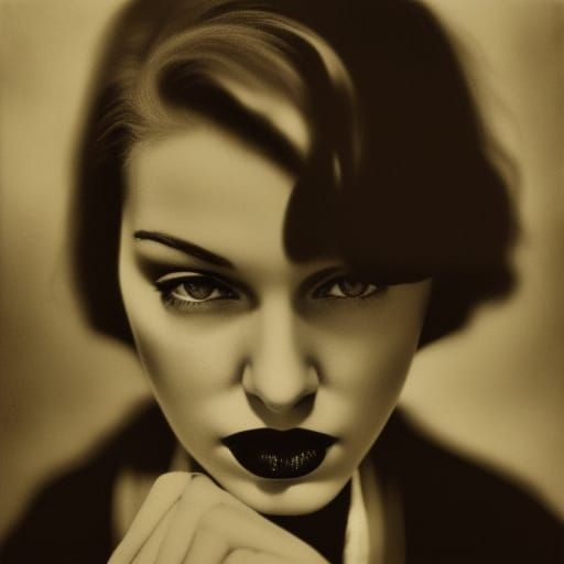 Young Woman as Femme Fatale in Tin-Type Photo