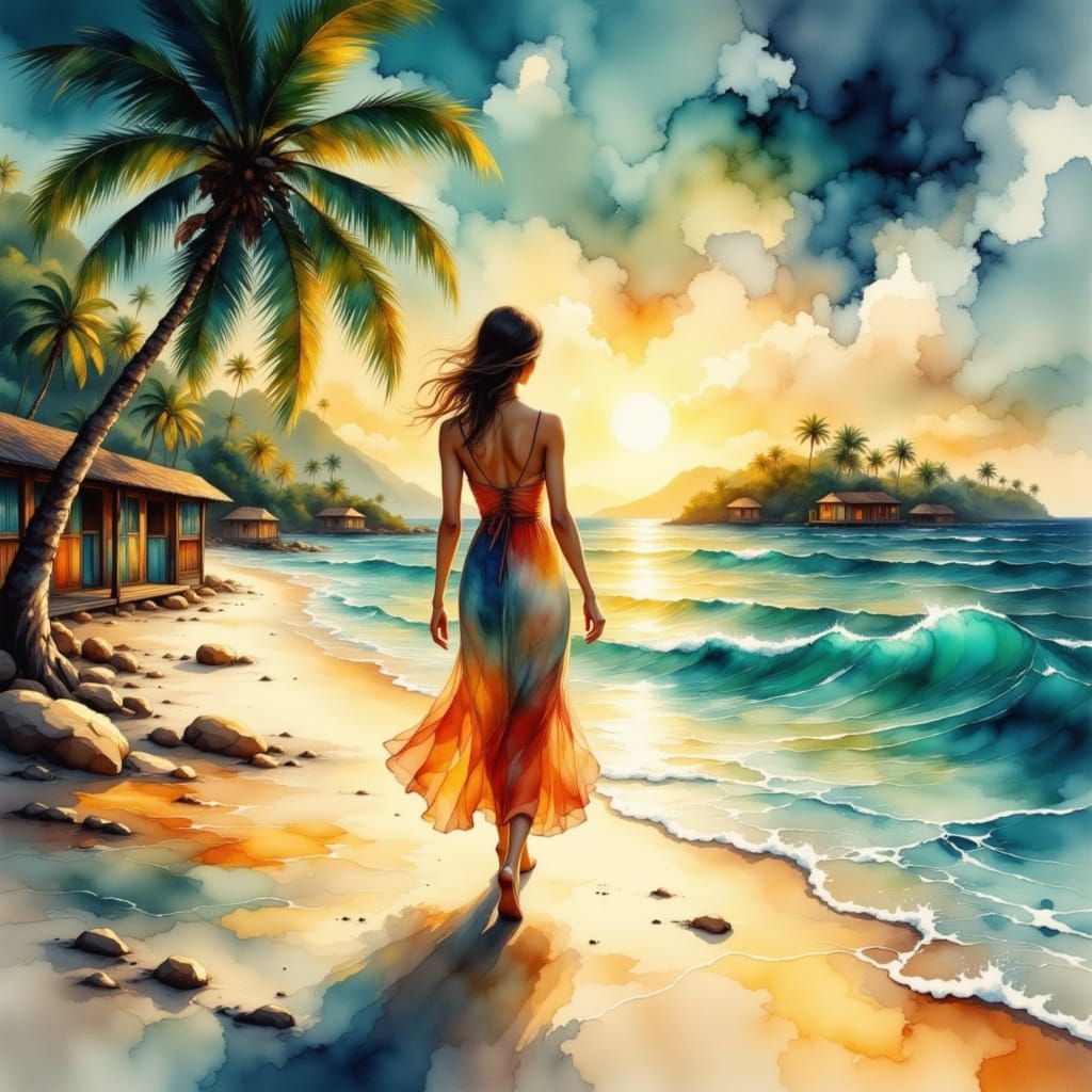 <lora:Watercolor mix style:1.0> <lora:Dark Watercolor:1.0> <lora:A Touch of Ink:1.0> <lora:Inksplash:1.0> Summer Days