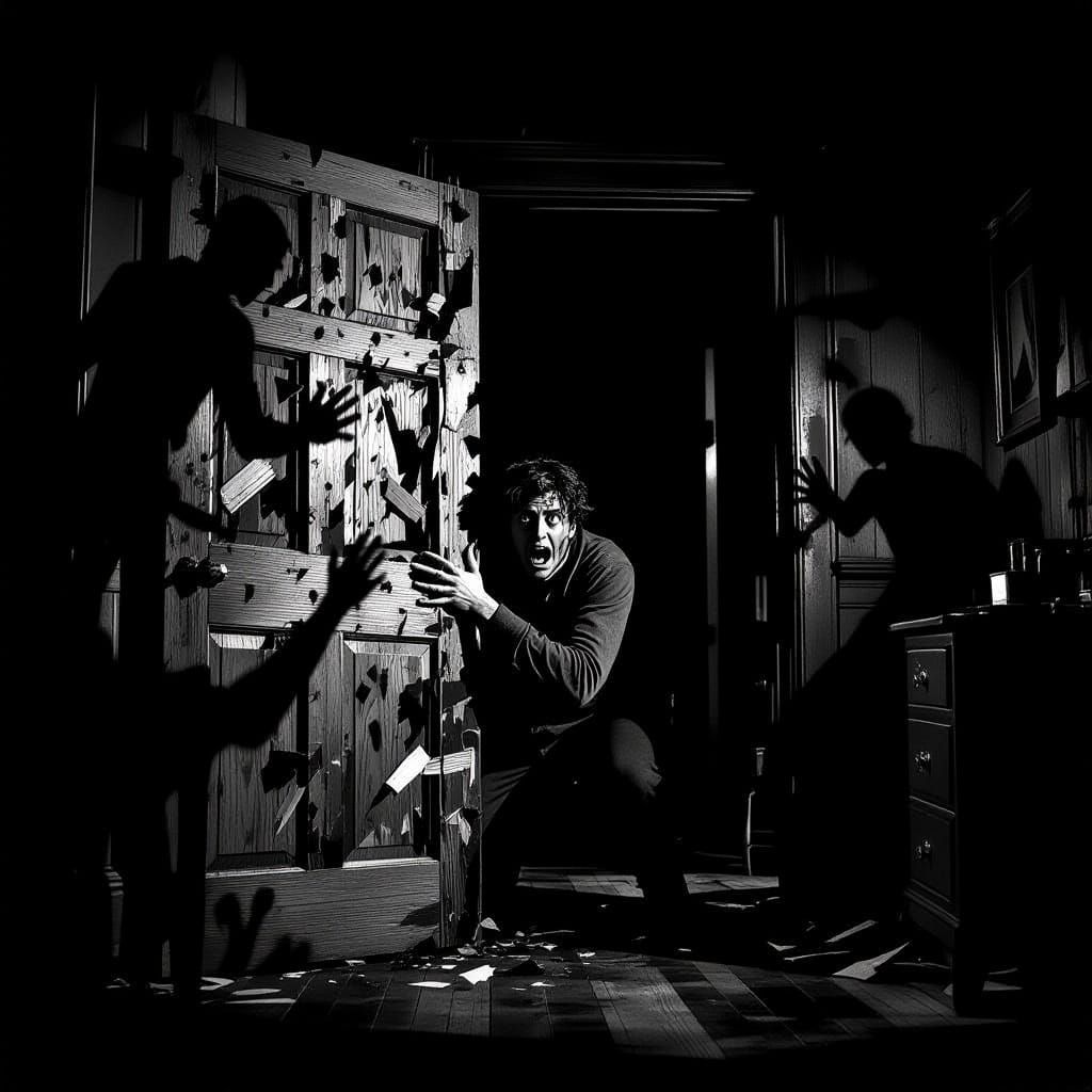 Terrified Person Barricades House Amidst Chilling Shadows