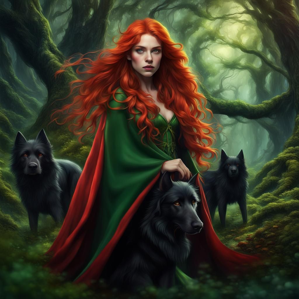 Red-Haired Witch in Magic Forest Concept Art