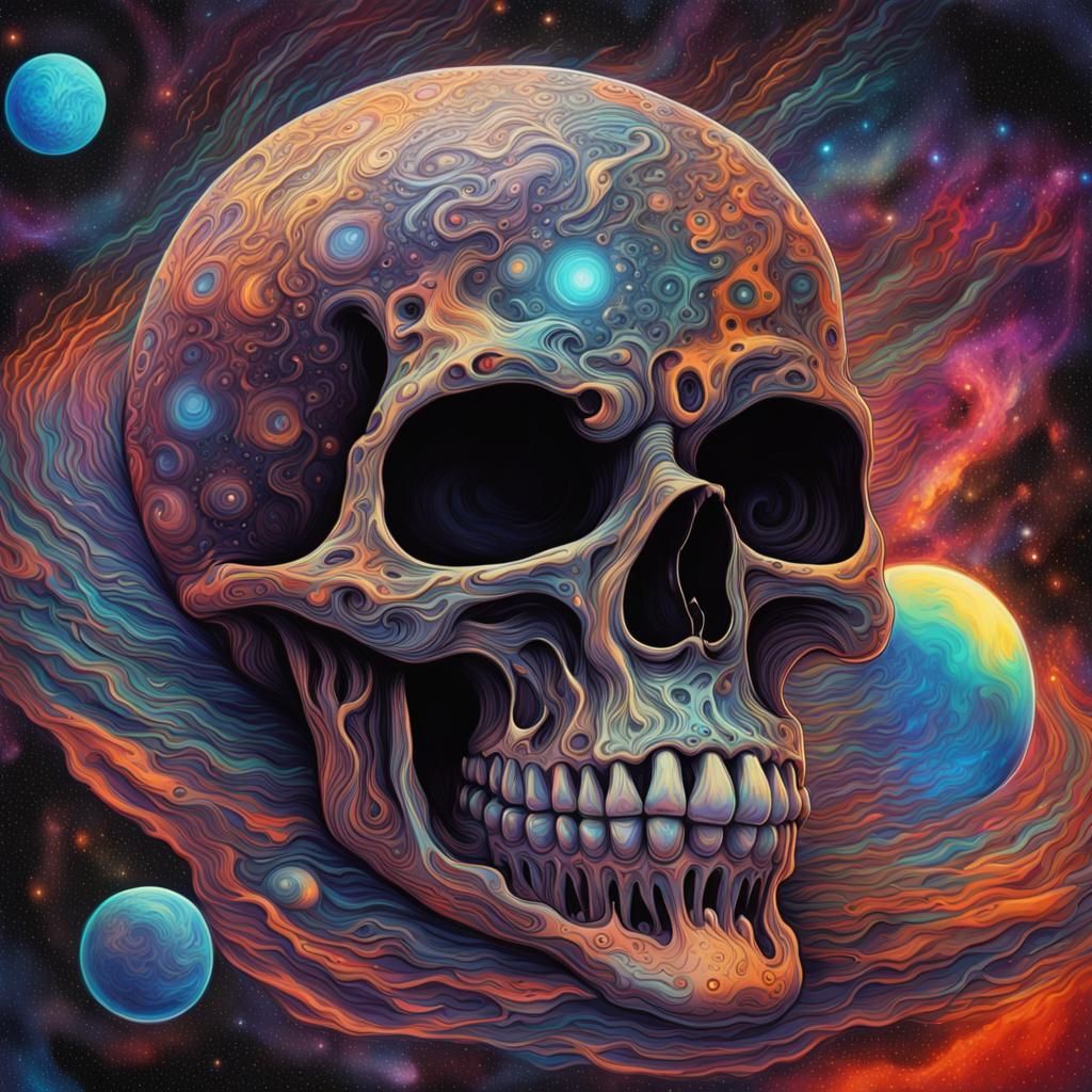 Holographic Cosmic Skull Phasing Through Space