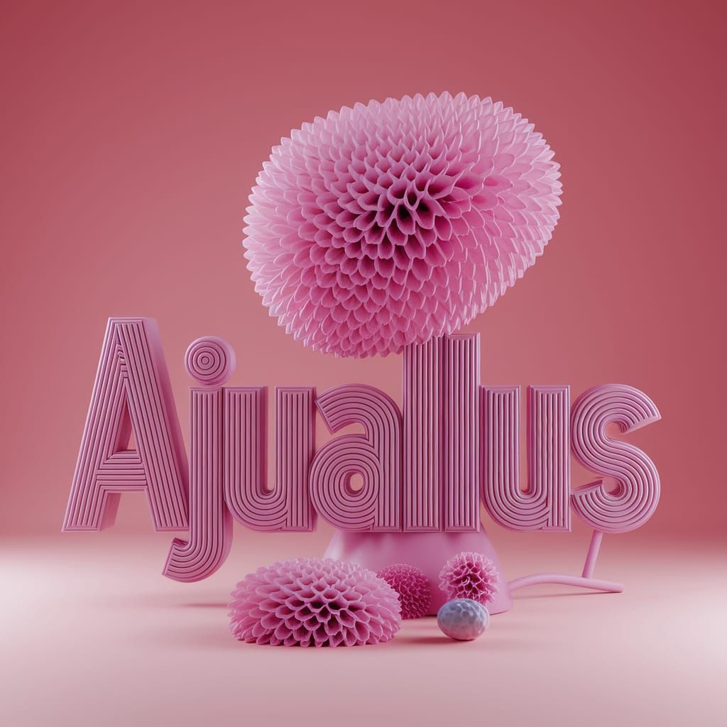 Ajuallus Typography in Detailed 3D Anime Style