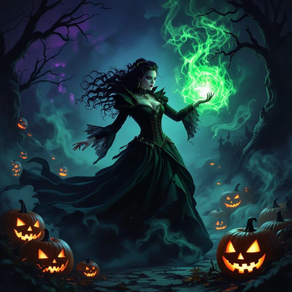 Bellatrix Lestrange Conjures Green Magic on Halloween Night