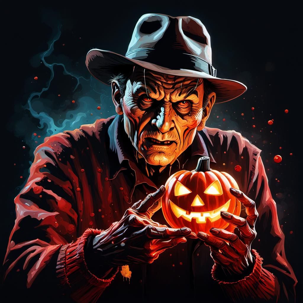 Freddy Krueger's Bloody Jack-o-Lantern: Hyperrealistic Conce...