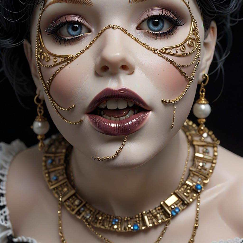 Pale Goth Emo Porcelain Doll in Victorian Style