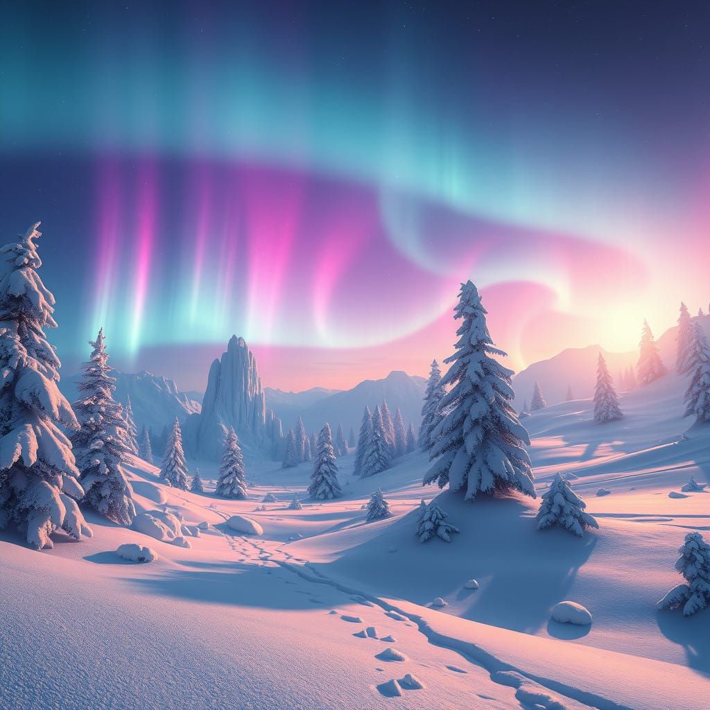 Surreal Aurora Illuminates Frosty Winter Wonderland in Stunn...