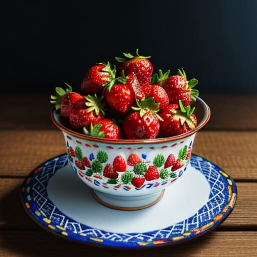 Estonian Folk Art: Strawberry Feast in Naive Style