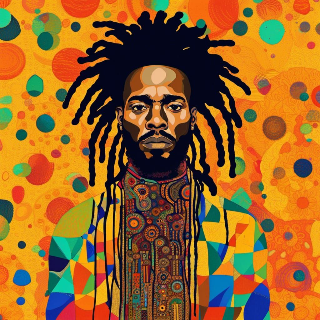 Psychedelic Hip Hop Portrait in Gustav Klimt Style