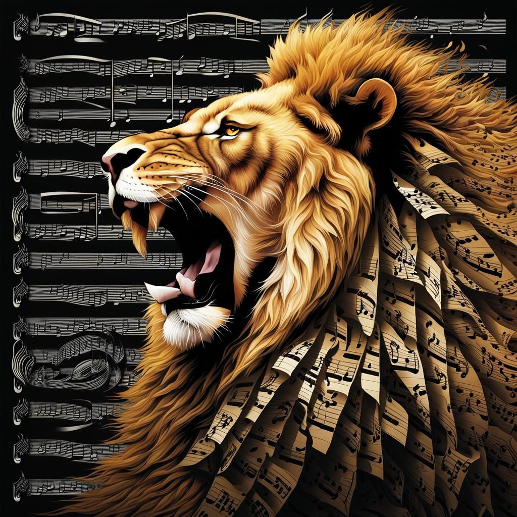 Musical Lion King Composition in Hyperrealistic Detail