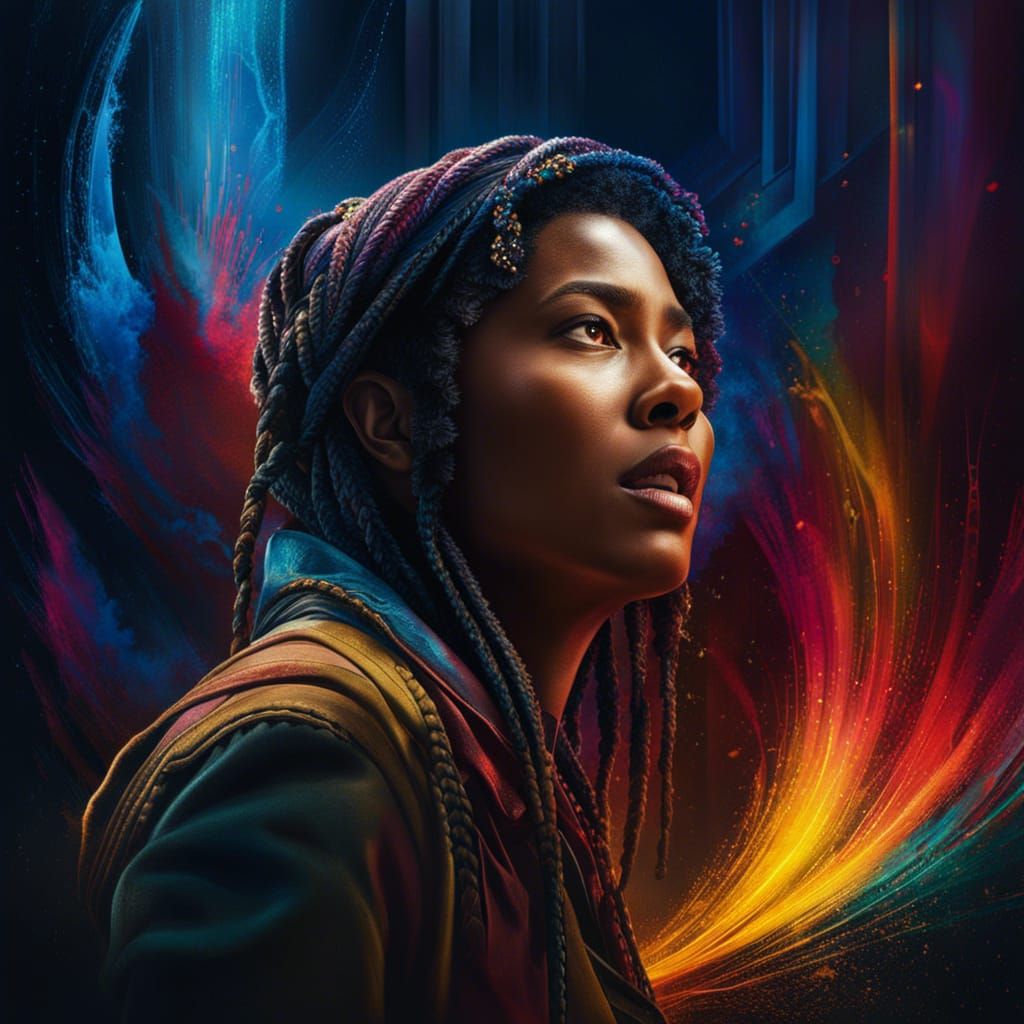 Dramatic Hyperrealistic Face with Colorful Lighting