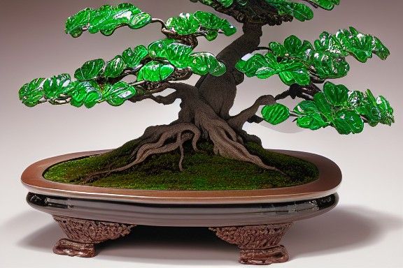 Ornate Bonsai Tree in Tiffany Style