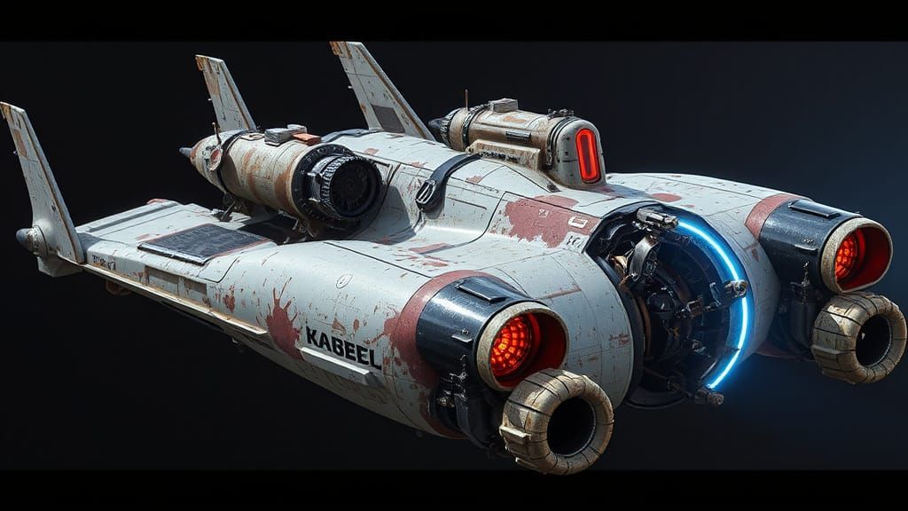 Sci-Fi Spaceship Concept Art with Laser Cannons