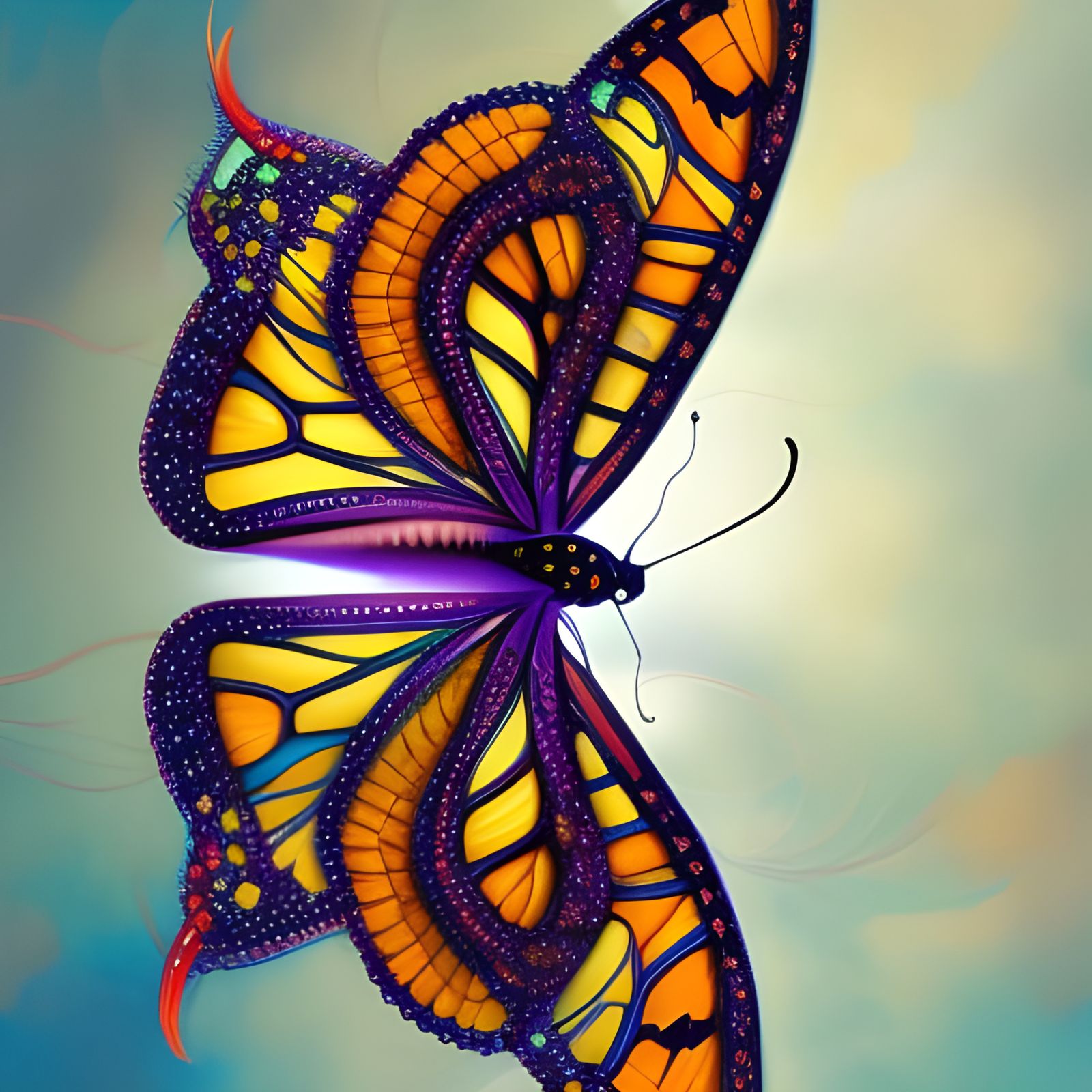 Fantastical Multicolored Butterfly in Hyperrealistic Digital...