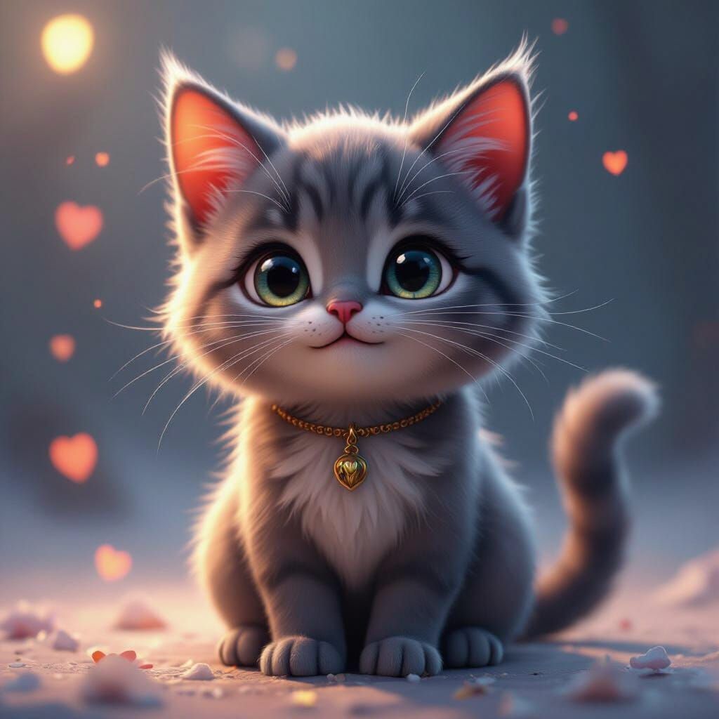 Cute Love Cat: Fantastical Matte Painting