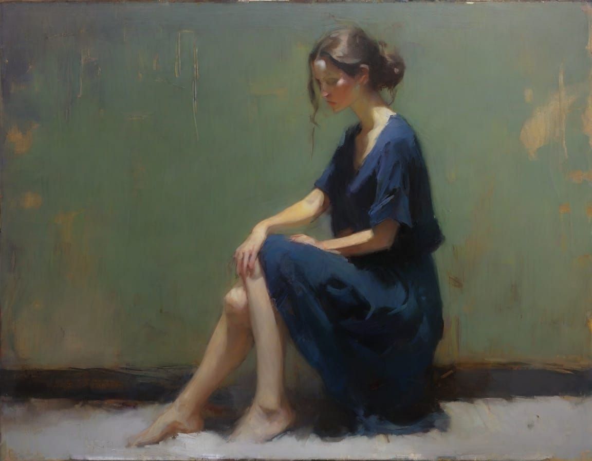 Atonalist Oil Painting of a Sketched Figure