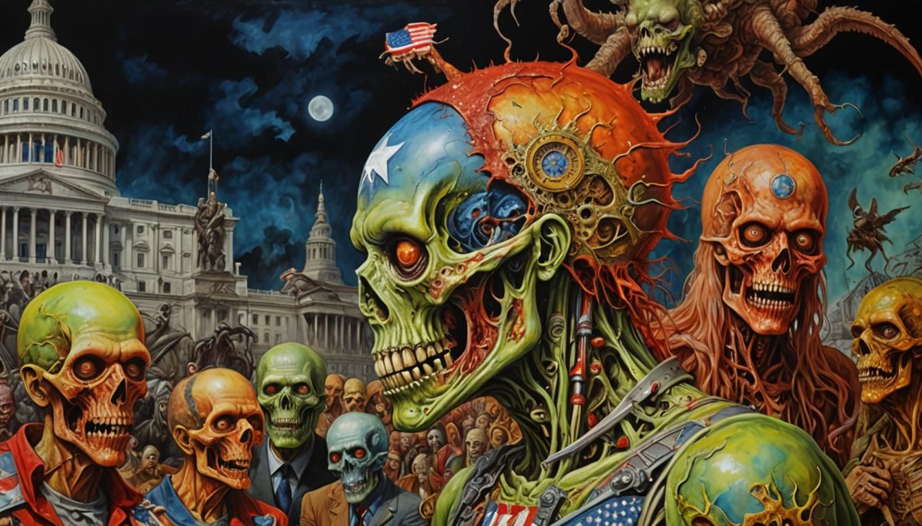 Zombie Patriots Insurrection: A Surreal Fantasy Painting