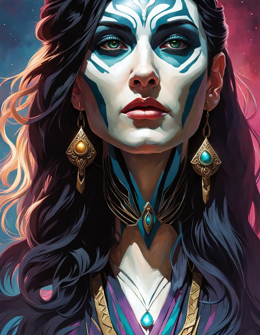 Hyperrealistic Portrait of Hel, Daughter of Loki