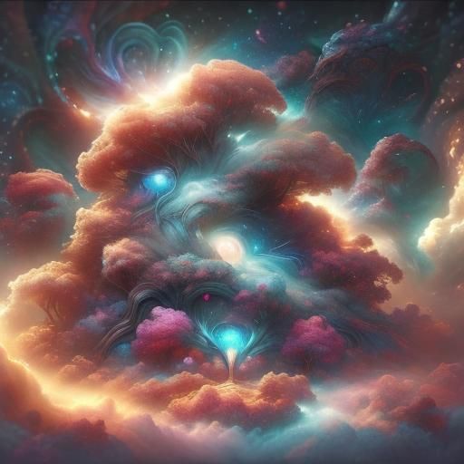 Galactic Tree of Life in Starry Landscape