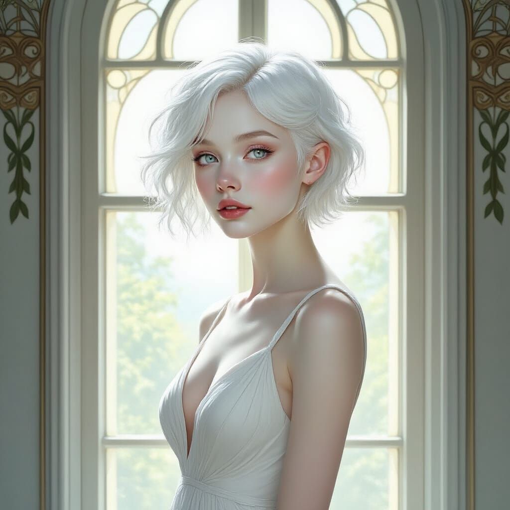 Albino Woman in Art Nouveau Style