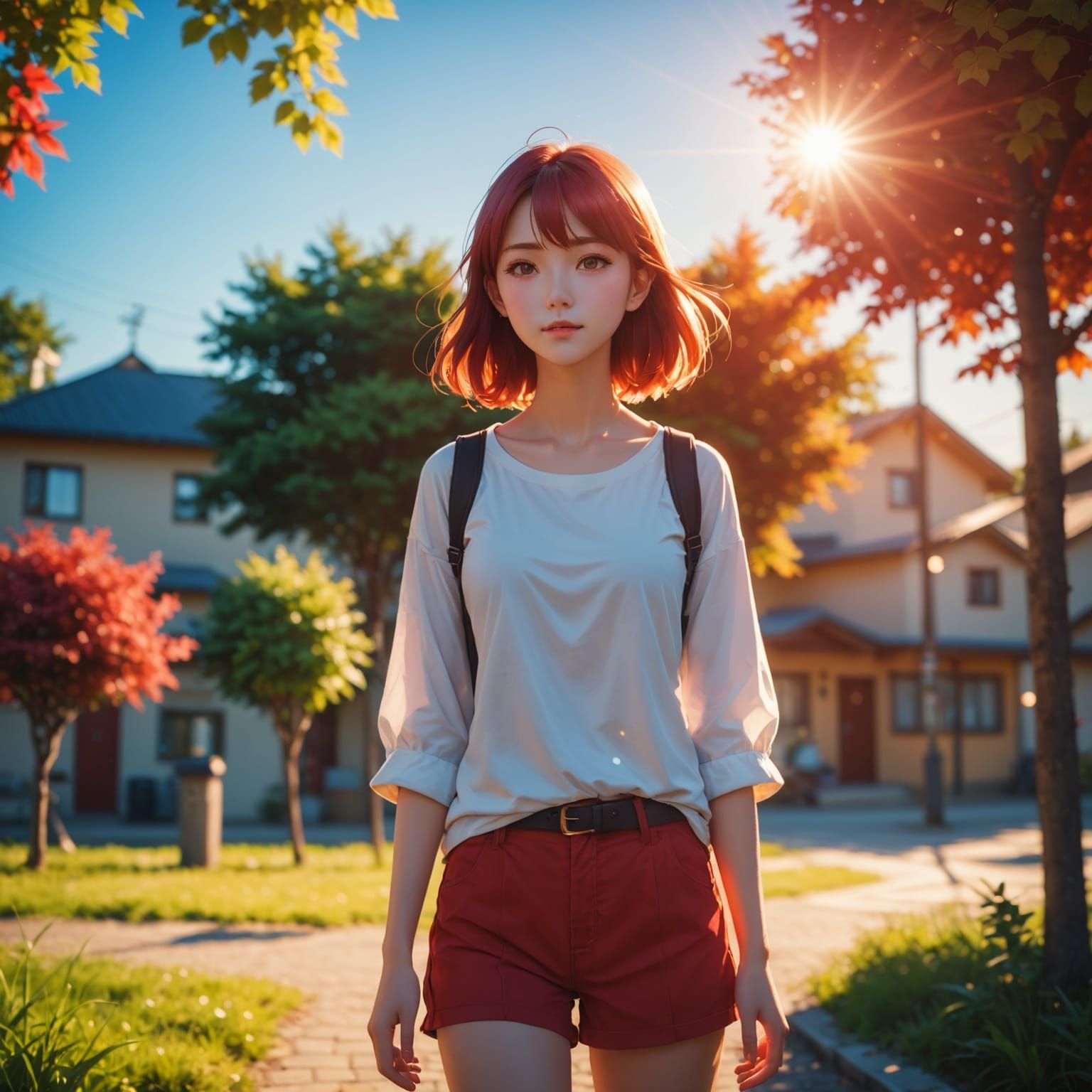 Beautiful Young Woman in Golden Hour Sunlight