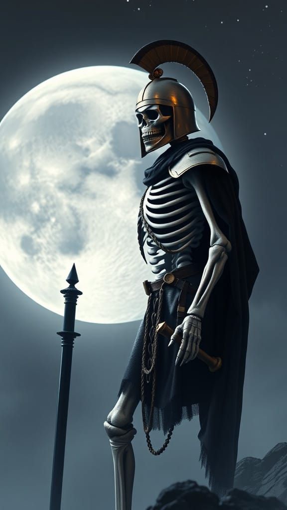 Undead Skeleton Soldier on the Moon in a Hyper-Realistic Med...