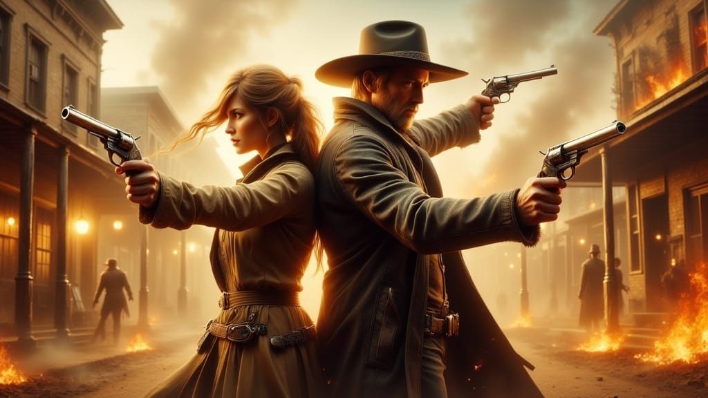 Wild West Shootout: Gunslingers in Fierce Battle