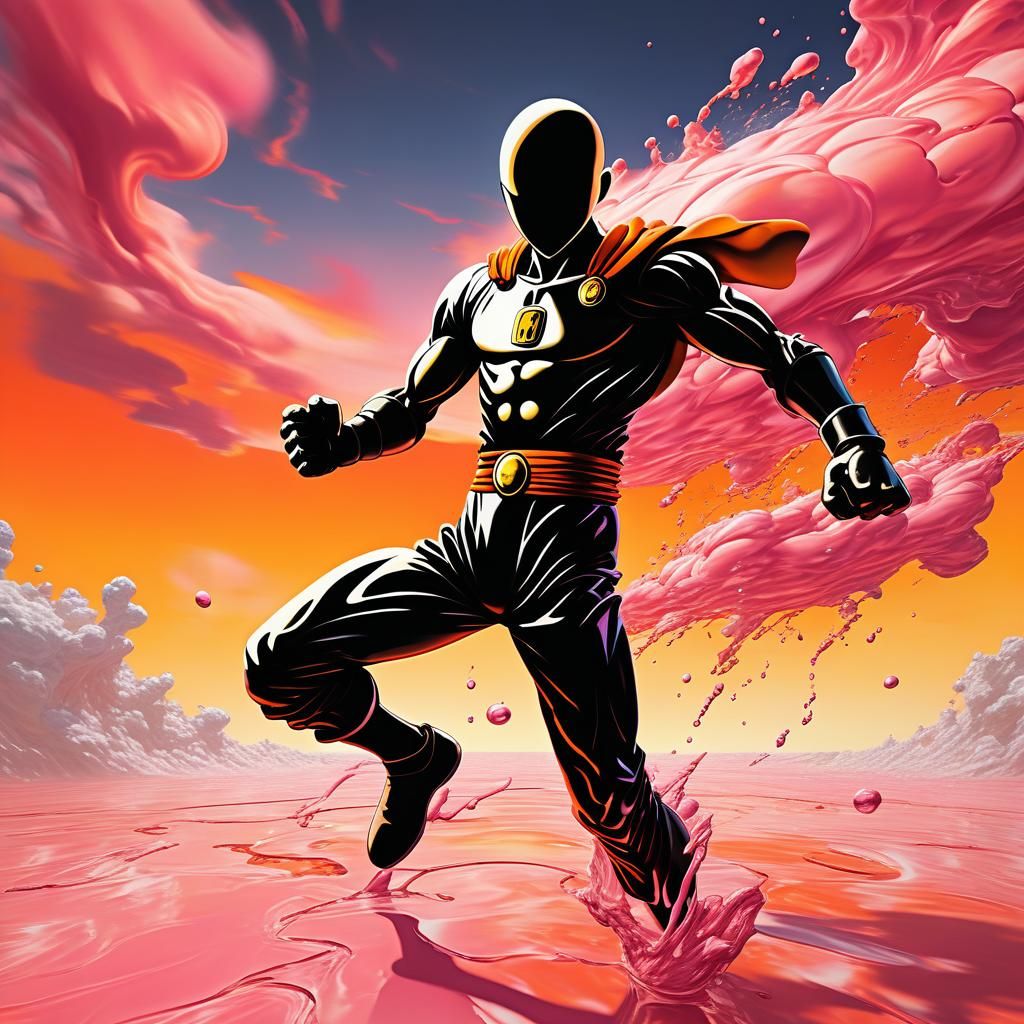 One Punch Man and Goku in Surreal Dreamscape