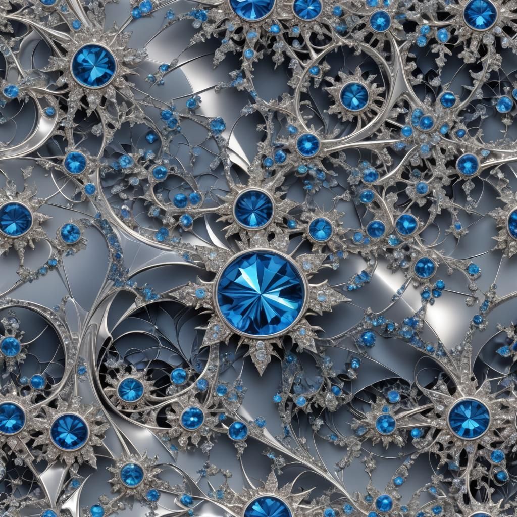 Silver and Blue Diamond Fractals