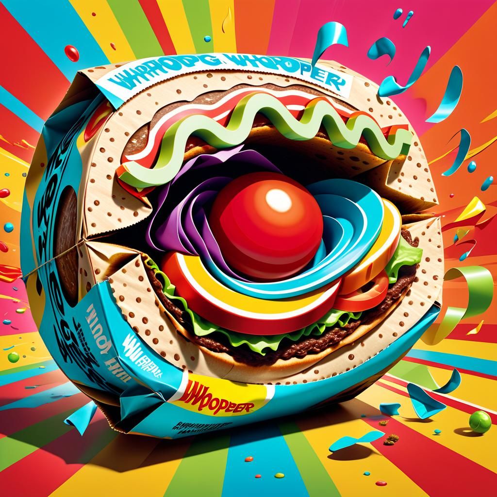 Surrealist Whopper Packaging Design with Visual Sound Effect...