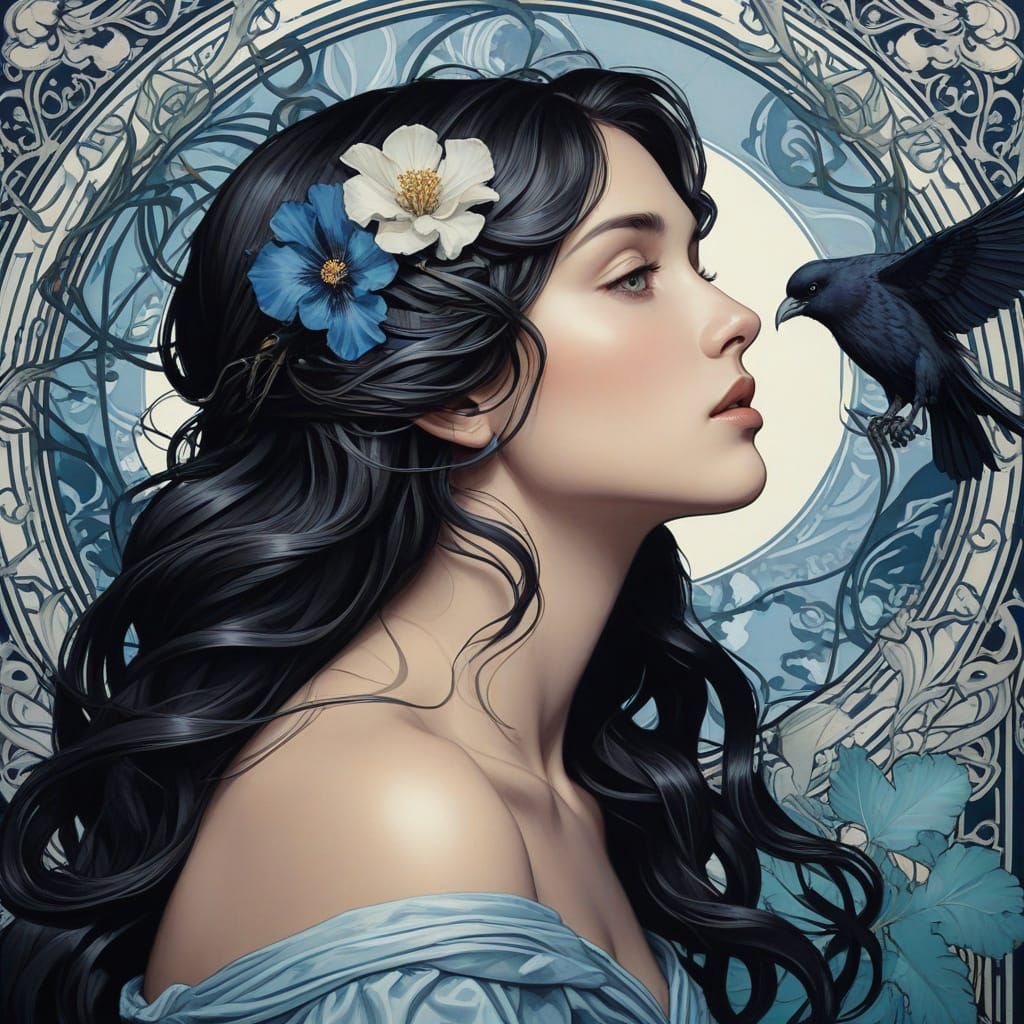 Art Nouveau Portrait of Aphrodite with Ethereal Glow