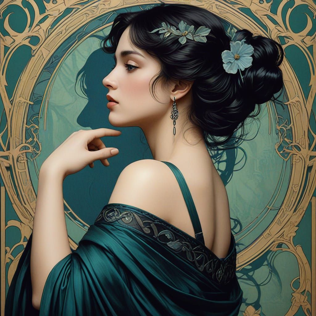 Art Nouveau Portrait of Aphrodite in Painterly Style
