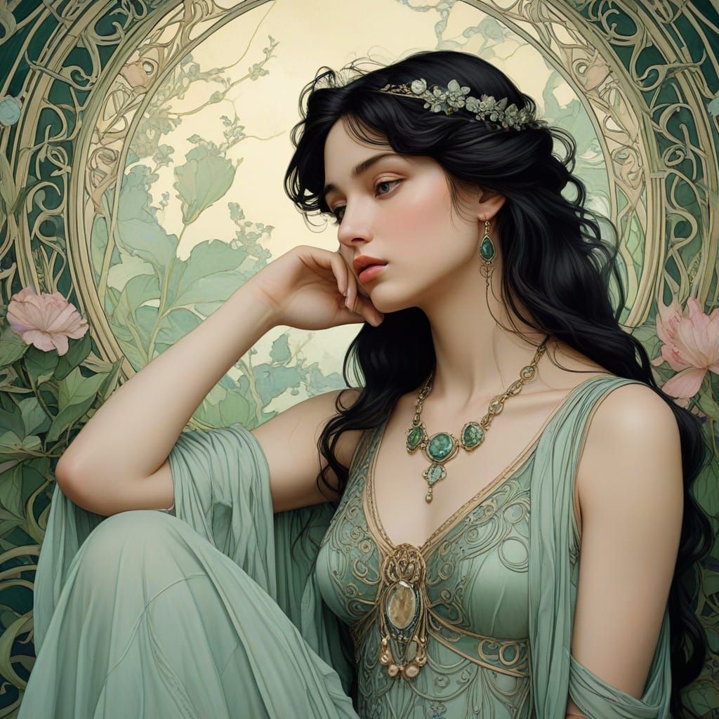 Art Nouveau Portrait of Aphrodite