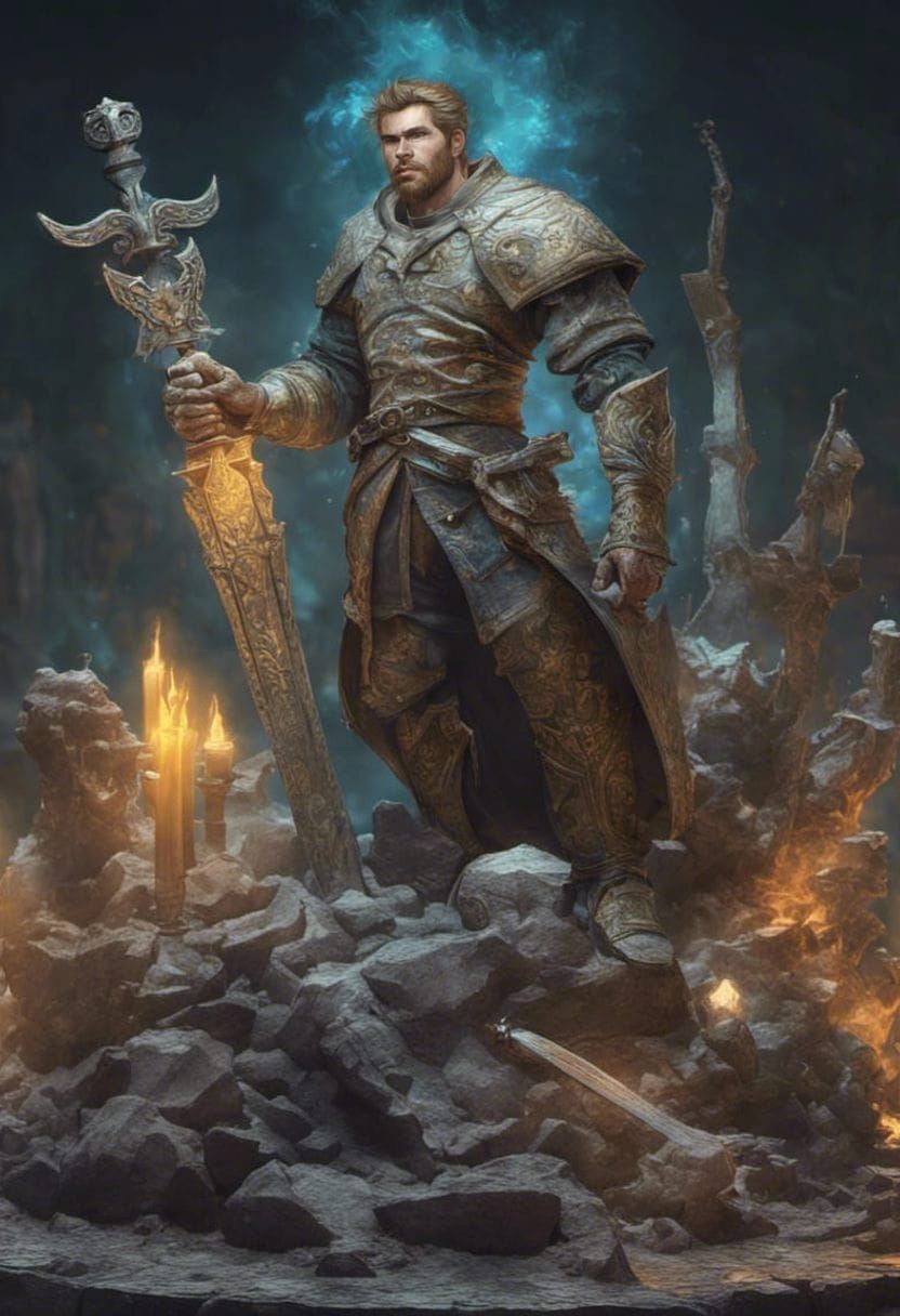 Paladin with Greatsword in Expressionist Style