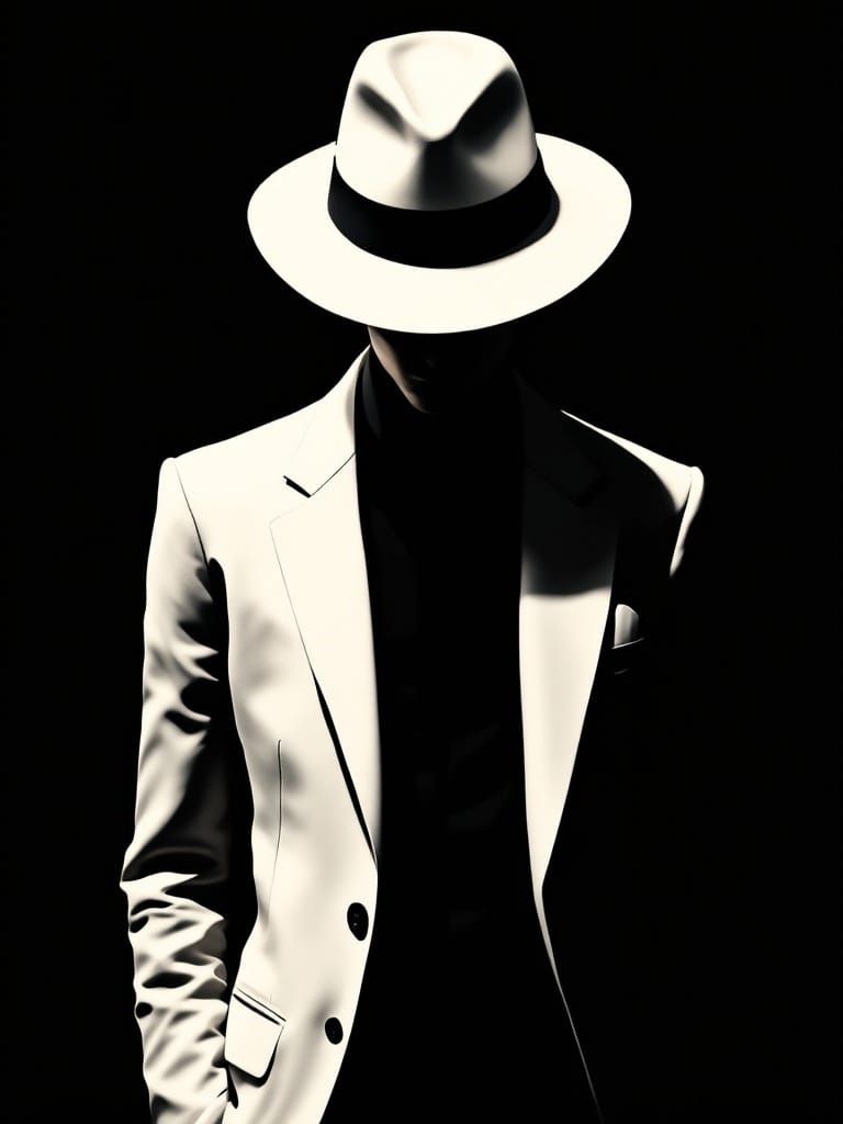 Elegant Noir-Inspired Figure in Formal Attire