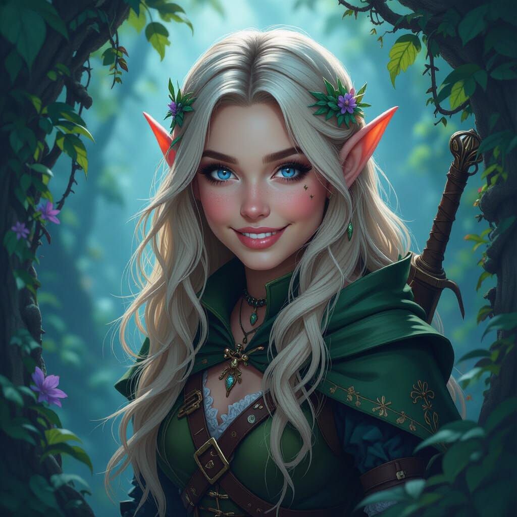 Enchanting Halfling Rogue in Detailed Matte Painting