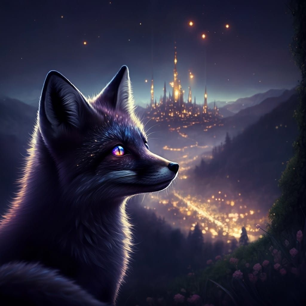 Starry Night Fox with Celestial Eyes
