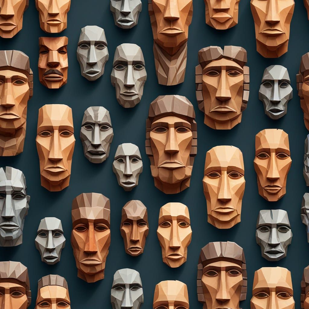 Low Poly Easter Island Head Sculpture